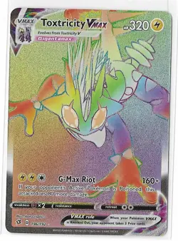Toxtricity VMAX 196/192 Rebel Clash SWSH Rainbow Secret Rare Pokemon TCG Card NM - Image 1