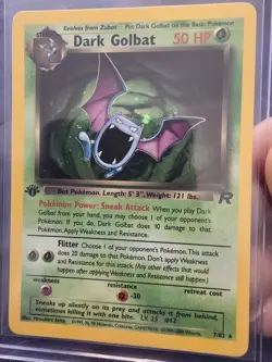 Pokemon TCG Dark Golbat 1st Edition 1999 Rocket Holo Rare Card 7/82 NM - Image 1