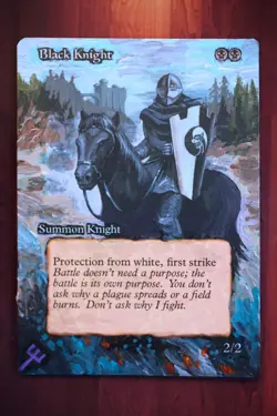 Black Knight *Magic Altered Hand Painted Extended Borderless Art* MTG by Erich - Image 1