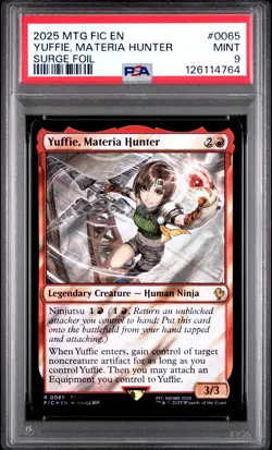 2025 MTG FINAL FANTASY COMMANDER SURGE FOIL #0065 YUFFIE, MATERIA HUNTER PSA 9 - Image 1