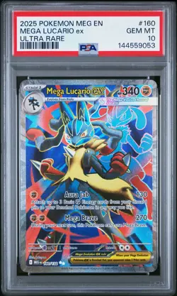 2025 POKEMON MEG EN-MEGA EVOLUTION ULTRA RARE #160 MEGA LUCARIO EX PSA 10 - Image 1