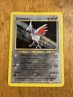 Pokemon TCG Skarmory 13/111 Neo Genesis Holo Rare Vintage 2000 DMG - Image 1