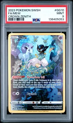 2023 POKEMON SWORD & SHIELD CROWN ZENITH #GG10 FULL ART/MEW PSA 9 - Image 1