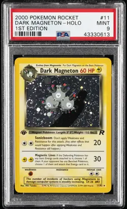 2000 POKEMON ROCKET 1ST EDITION #11 DARK MAGNETON-HOLO PSA 9 - Image 1