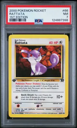 2000 POKEMON ROCKET 1ST EDITION #66 RATTATA PSA 7 - Image 1