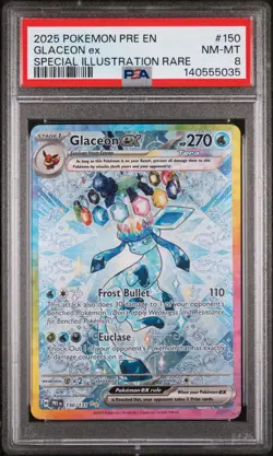 2025 POKEMON PRE SPECIAL ILLUSTRATION RARE #150 GLACEON EX PSA 8 - Image 1