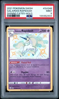 2021 POKEMON SWORD & SHIELD SHINING FATES #SV048 GALARIAN RAPIDASH-HOLO PSA 9 - Image 1