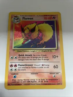 Flareon Jungle 3/64 Holo Unlimited Holo Rare Pokemon 1999 TCG - Image 1