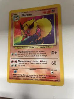 Flareon Jungle 3/64 Holo Unlimited Holo Rare Pokemon 1999 TCG - Image 2