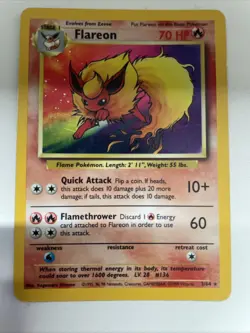 Flareon Jungle 3/64 Holo Unlimited Holo Rare Pokemon 1999 TCG - Image 3