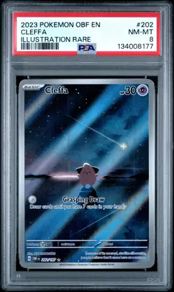 2023 POKEMON OBF EN-OBSIDIAN FLAMES ILLUSTRATION RARE #202 CLEFFA PSA 8 - Image 1
