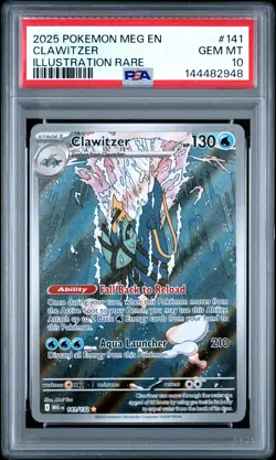 2025 POKEMON MEG EN-MEGA EVOLUTION ILLUSTRATION RARE #141 CLAWITZER PSA 10 - Image 1