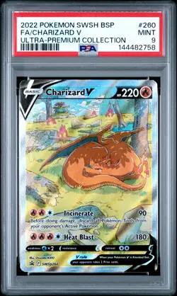 2022 POKEMON SWSH ULTRA-PREMIUM COLLECTION #260 FULL ART/CHARIZARD V PSA 9 - Image 1