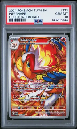 2024 POKEMON TWM EN-TWILIGHT MASQUERADE ILLUSTRATION RARE #173 INFERNAPE PSA 10 - Image 1