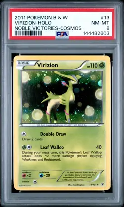 2011 POKEMON B&W NOBLE VICTORIES COSMOS #13 VIRIZION-HOLO PSA 8 - Image 1