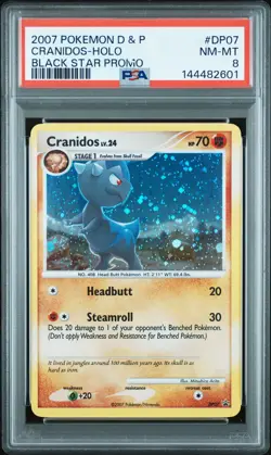 2007 POKEMON DIAMOND & PEARL BLACK STAR PROMO #DP07 CRANIDOS-HOLO PSA 8 - Image 1