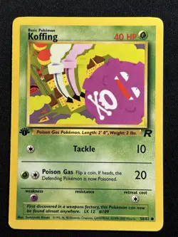 Koffing 1st Edition Team Rocket 58/82 LP-NM Pokemon Card - Image 1