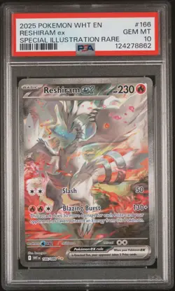 2025 POKEMON WHT EN-WHITE FLARE SPECIAL ILLUSTRATION RARE RESHIRAM EX PSA 10 - Image 1