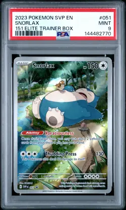 2023 POKEMON SVP EN-SV BLACK STAR PROMO 151 ELITE TRAINER BOX #051 SNORLAX PSA 9 - Image 1