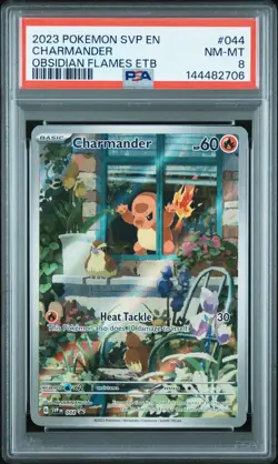 2023 POKEMON SVP EN-SV OBSIDIAN FLAMES ETB PROMO #044 CHARMANDER PSA 8 - Image 1