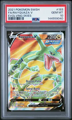 2021 POKEMON SWORD & SHIELD EVOLVING SKIES #193 FULL ART/RAYQUAZA V PSA 10 - Image 1