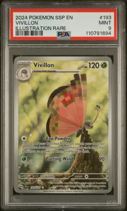 2024 POKEMON SSP EN-SURGING SPARKS ILLUSTRATION RARE #193 VIVILLON PSA 9 - Image 1