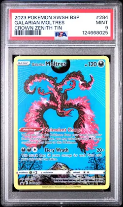 2023 POKEMON SWSH BLACK STAR PROMO CROWN ZENITH TIN #284 GALARIAN MOLTRES PSA 9 - Image 1