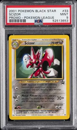 2001 POKEMON PROMO BLACK STAR POKEMON LEAGUE #33 SCIZOR PSA 9 - Image 1