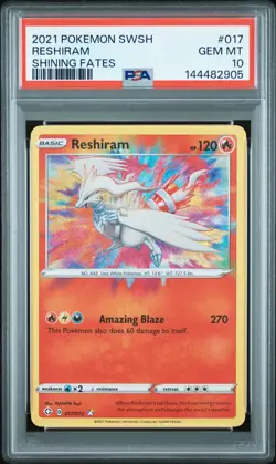 2021 POKEMON SWORD & SHIELD SHINING FATES #017 RESHIRAM PSA 10 - Image 1