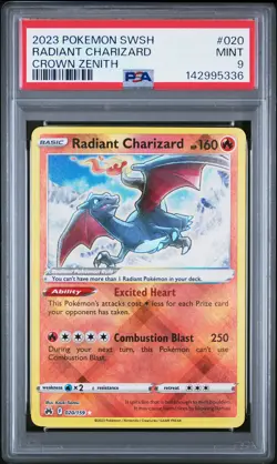 2023 POKEMON SWORD & SHIELD CROWN ZENITH #020 RADIANT CHARIZARD PSA 9 - Image 1