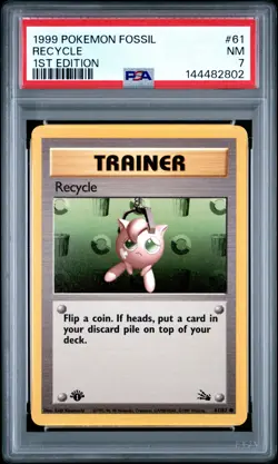 1999 POKEMON FOSSIL 1ST EDITION #61 RECYCLE PSA 7 - Image 1