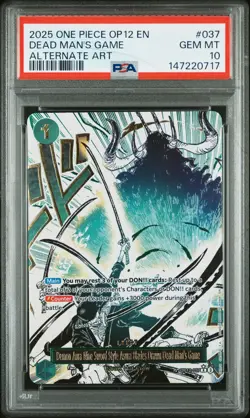 2025 ONE PIECE OP12 ALTERNATE ART #037 DEAD MAN'S GAME PSA 10 - Image 1