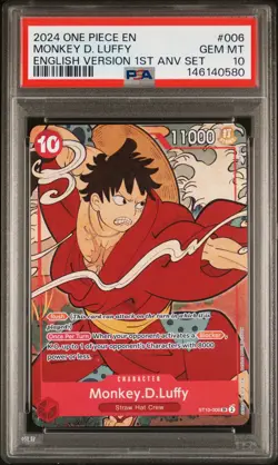 2024 ONE PIECE ENGLISH VERSION 1ST ANNIVERSARY SET #006 MONKEY D. LUFFY PSA 10 - Image 1