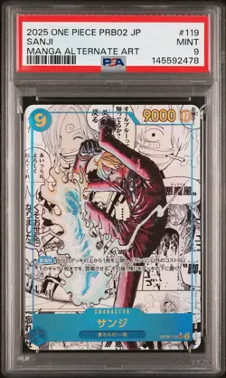 2025 ONE PIECE JAPANESE PRB02-119 MANGA ALTERNATE ART SANJI PSA 9 - Image 1
