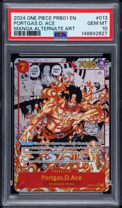 2024 ONE PIECE PRB01-013 MANGA ALTERNATE ART PORTGAS D. ACE PSA 10 - Image 1