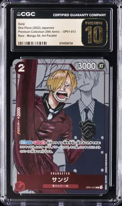 2022 ONE PIECE JAPANESE MANGA ALTERNATE ART #OP01-013 SANJI CGC 10 PRISTINE - Image 1