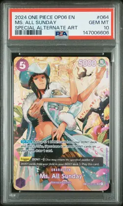 2024 ONE PIECE OP06-WINGS OF THE CAPTAIN #064 MS. ALL SUNDAY PSA 10 - Image 1