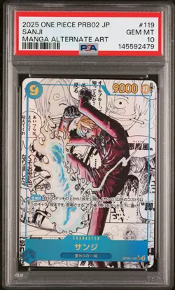 2025 ONE PIECE JAPANESE PRB02 MANGA ALTERNATE ART #119 SANJI PSA 10 - Image 1