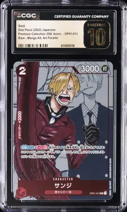 2022 ONE PIECE JPN MANGA ALTERNATE ART #OP01-013 SANJI CGC 10 PRISTINE - Image 1