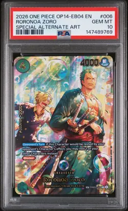 2026 ONE PIECE OP14-EB04 ALTERNATE ART RORONOA ZORO PSA 10 - Image 1