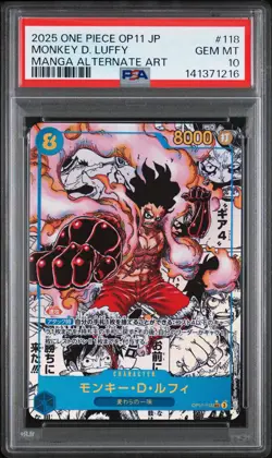 2025 ONE PIECE MANGA ALTERNATE ART OP11-118 MONKEY D. LUFFY PSA 10 - Image 1