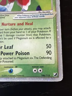 Pokemon TCG Meganium EX Holo Card Unseen Forces 106/115 Rare 2005 MP Vintage - Image 5