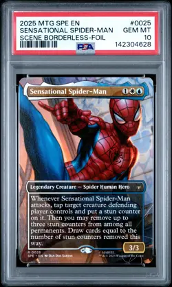 2025 MTG MARVEL'S SPIDER-MAN ETERNAL BORDERLESS SENSATIONAL SPIDER-MAN PSA 10 - Image 1