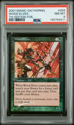 2001 MAGIC THE GATHERING SEVENTH EDITION FOIL #284 WOOD ELVES PSA 8 - Image 1