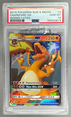 56402873 Charizard GX 2019 Pokemon Sun Moon Hidden Fates #9 PSA 10 - Image 1