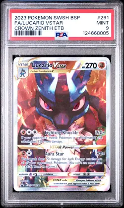 2023 POKEMON SWSH BLACK STAR PROMO #291 FULL ART/LUCARIO VSTAR PSA 9 - Image 1