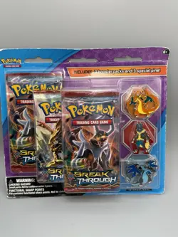 Pokemon XY Breakthrough 3 Pack Sealed Blister Pin Set Mega Charizard🔥🔥 - Image 1