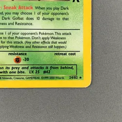 Dark Golbat 24/82 Team Rocket Regular RARE Pokemon Card English Vtg 2000 WOTC MP - Image 5