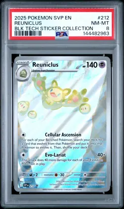2025 POKEMON SVP BLACK BOLT TECH STICKER COLLECTION REUNICLUS PSA 8 - Image 1
