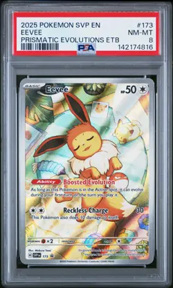 2025 POKEMON SVP PRISMATIC EVOLUTIONS ETB PROMO #173 EEVEE PSA 8 - Image 1